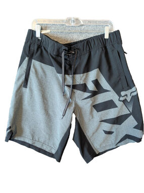 Fox Racing Allday Swim/Surf Board Shorts Men XL Black Grey Drawstring Skater Y2k
